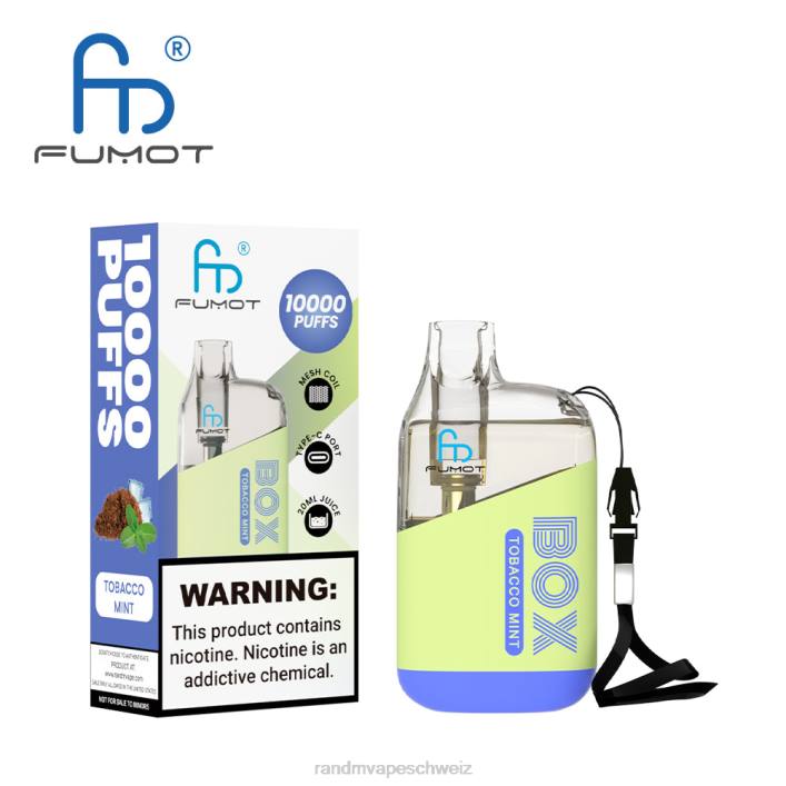 RandM Vape Schweiz | Fumot Original RandM Tornado Box 00P2101 10000 Airflow Control Vape-Gerät 1St Tabakminze
